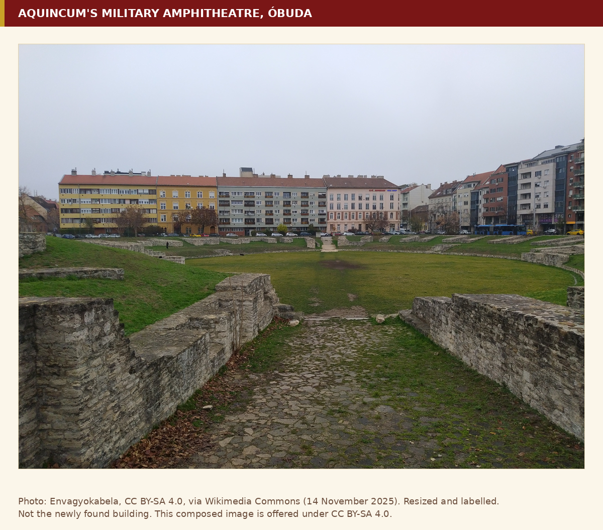 Aquincum's military amphitheatre in Óbuda, one of the known monuments of the Roman military town