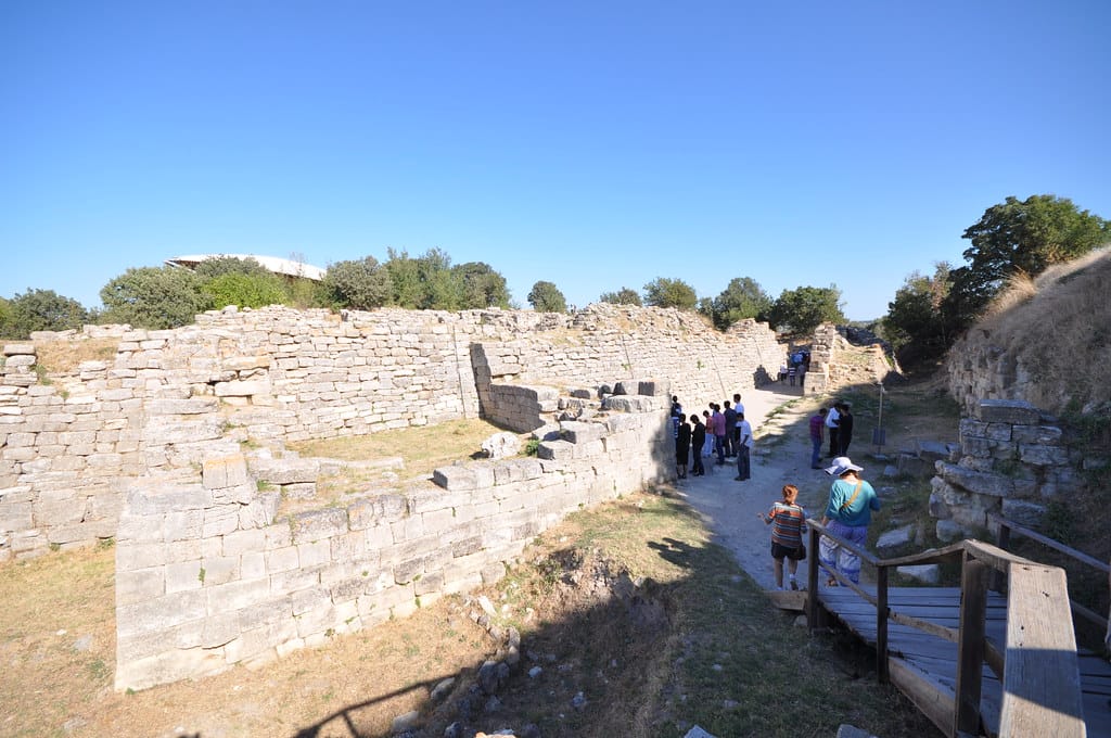 The Troy VI fortification walls at the archaeological site of Troy, Çanakkale, Türkiye