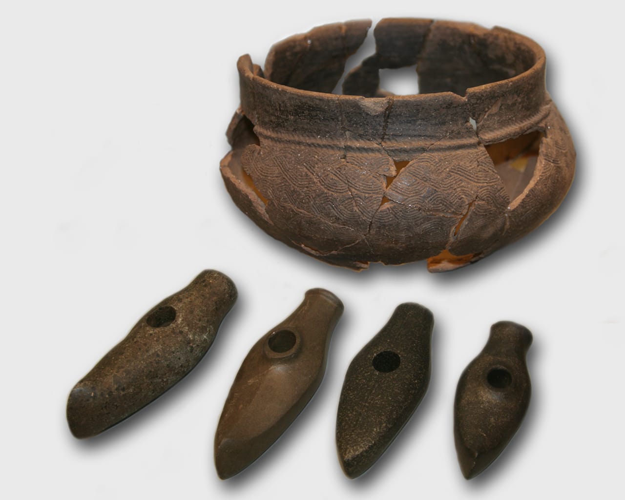 File photo of a Corded Ware (Boat Axe culture) stone axe, shown as an example of the type. It is not one of the finds from Żórawina.