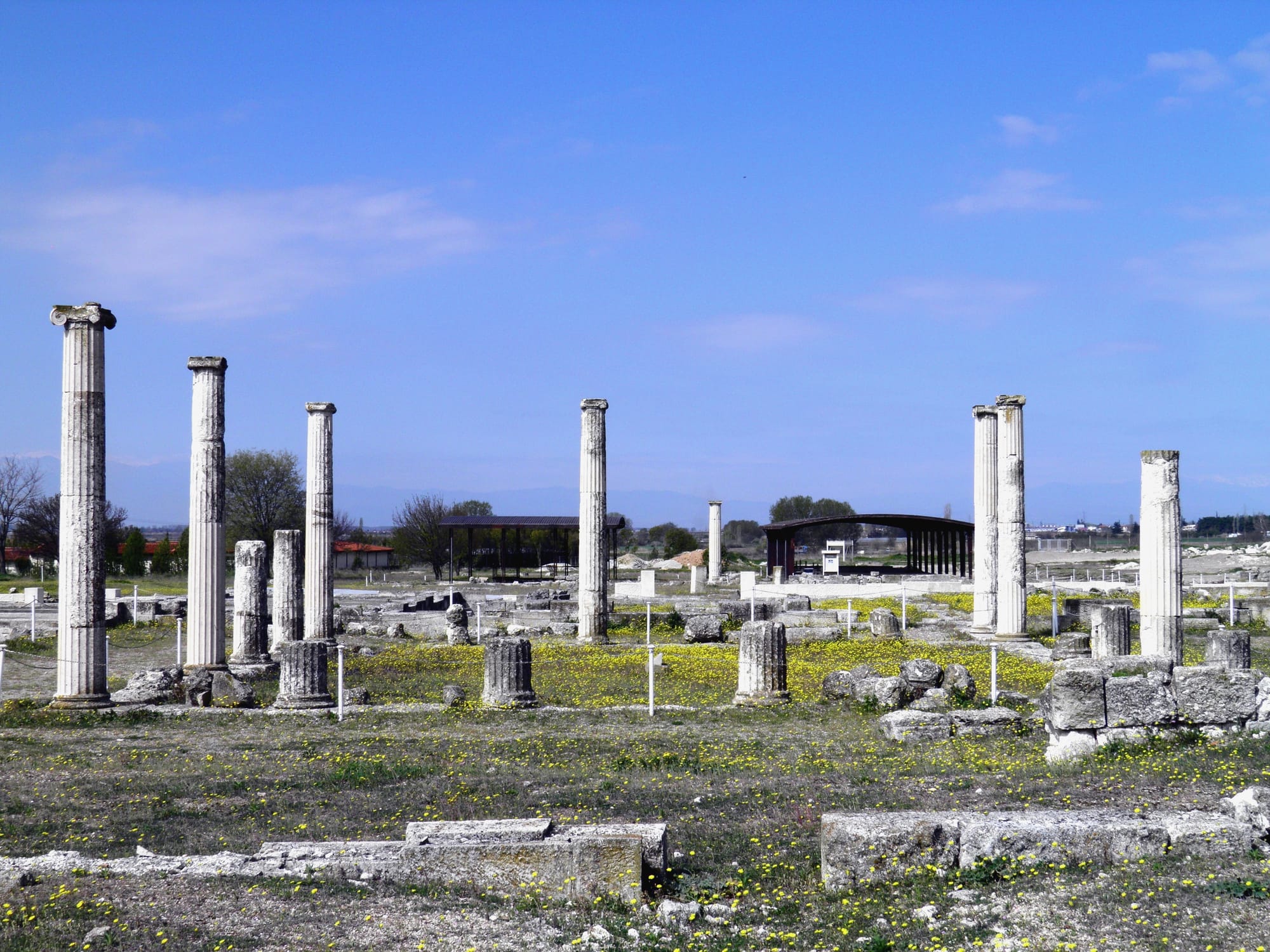 A peristyle is a central courtyard surrounded by columns.
