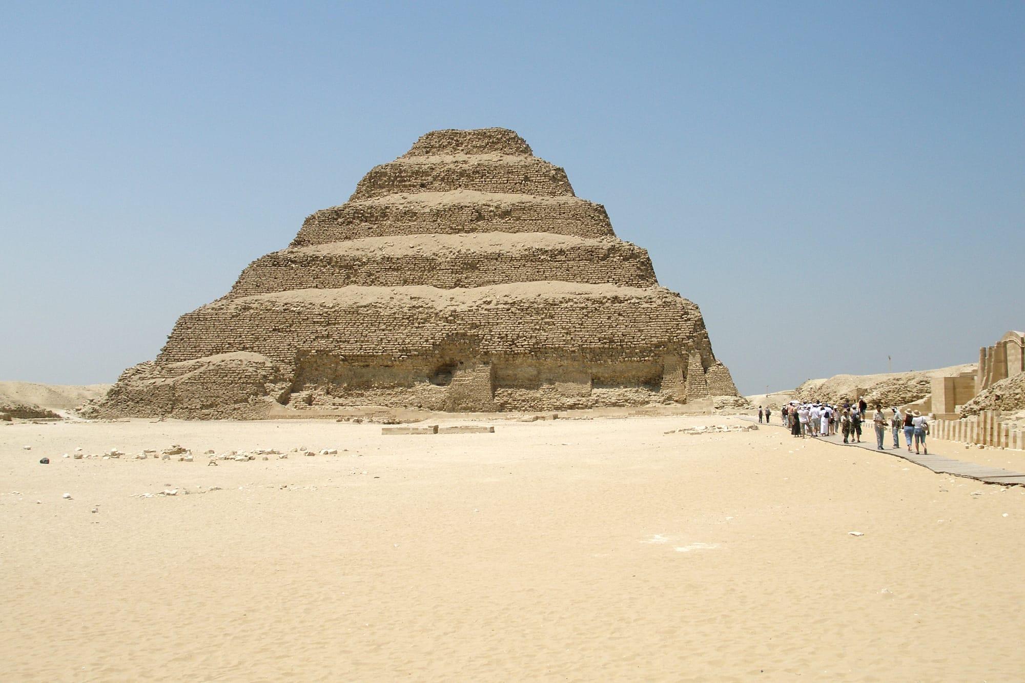 The Step Pyramid complex of Djoser at Saqqara.