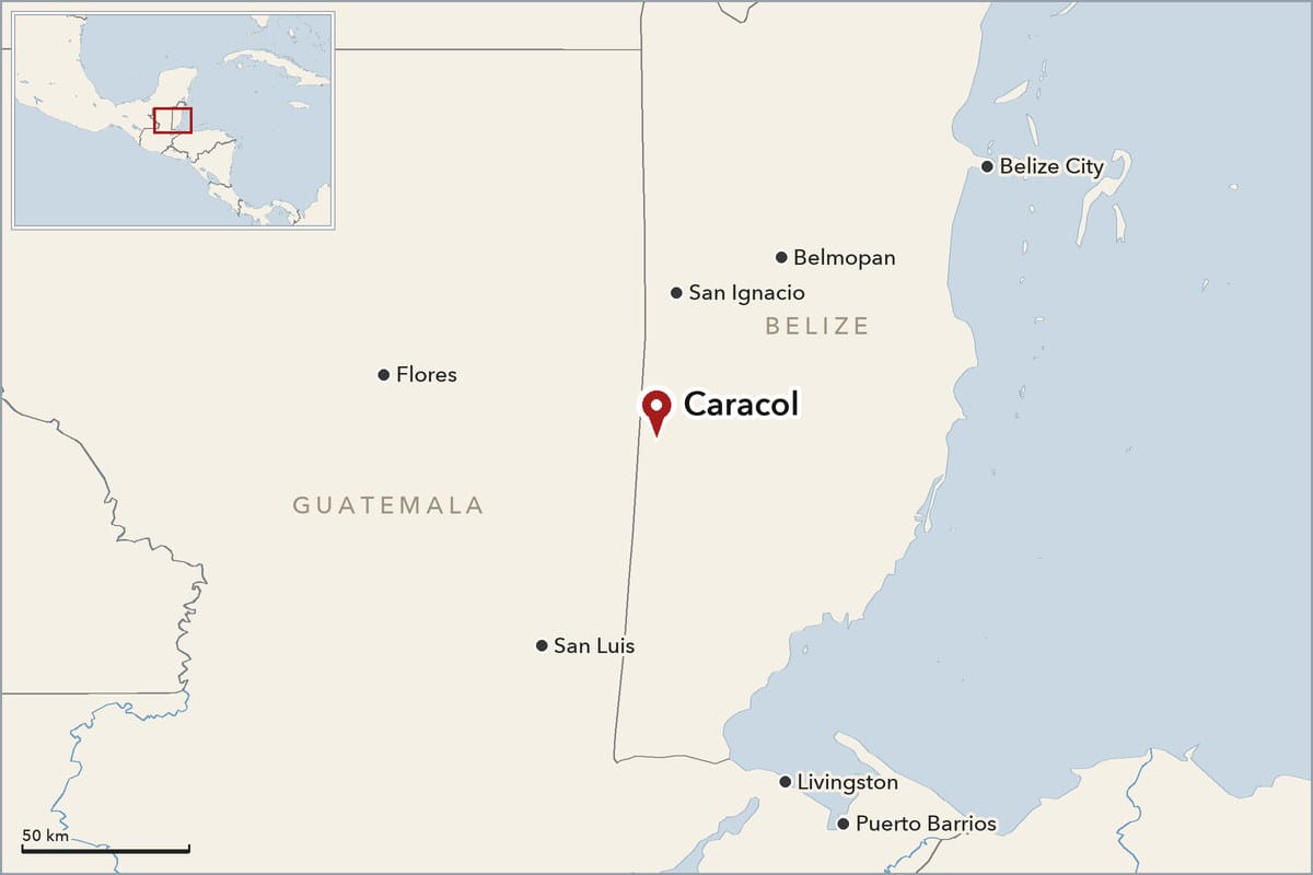 Map showing where Caracol is