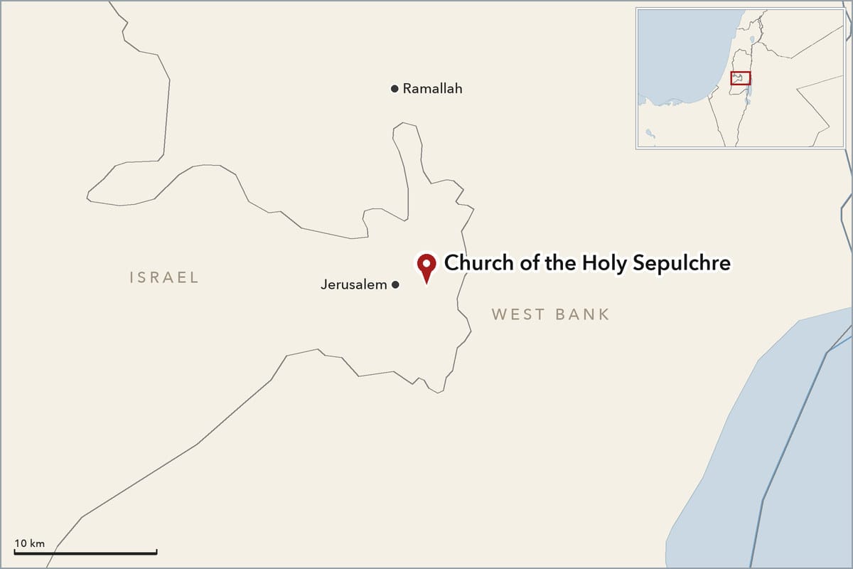 Map showing where Church of the Holy Sepulchre is