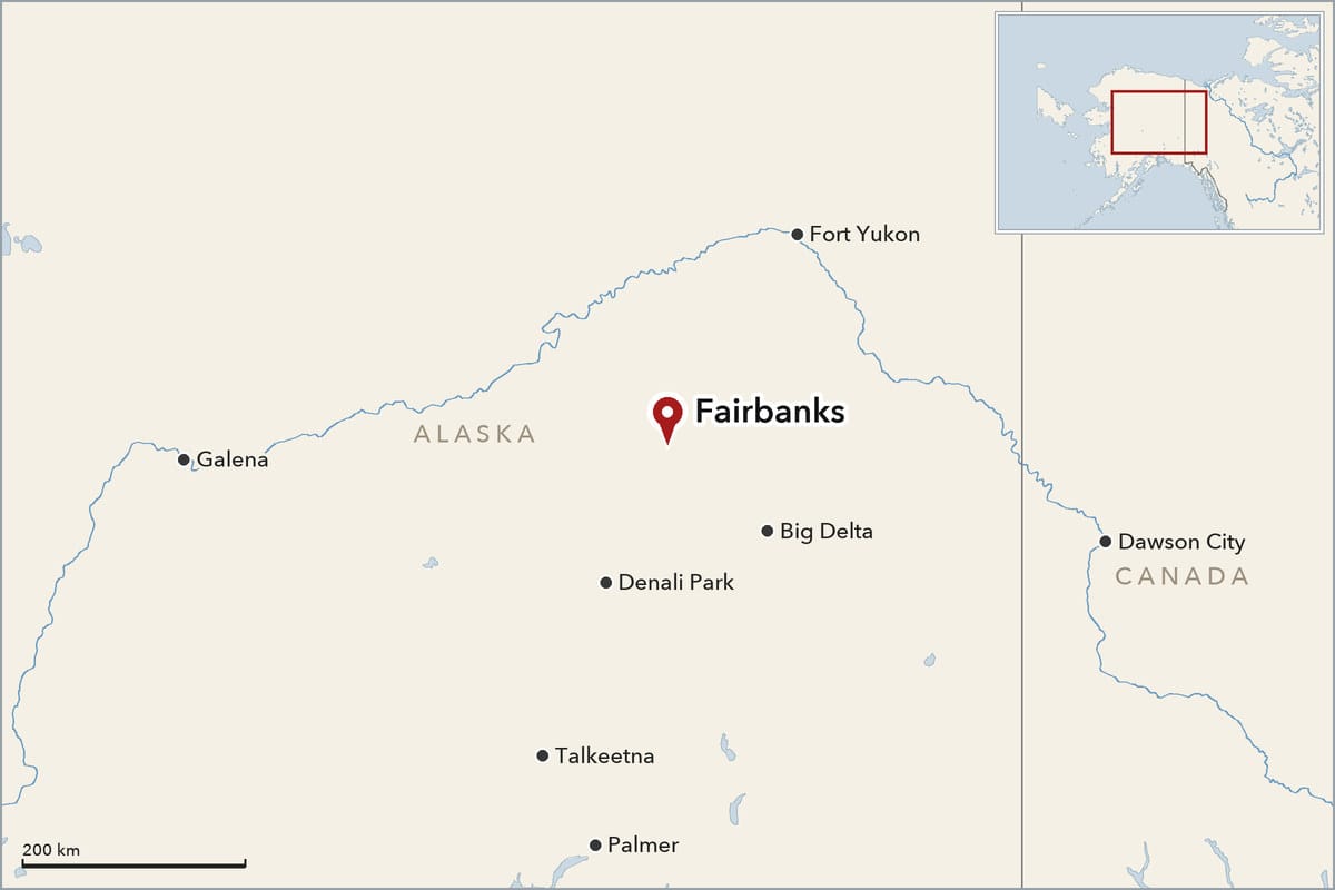 Map showing where Fairbanks is
