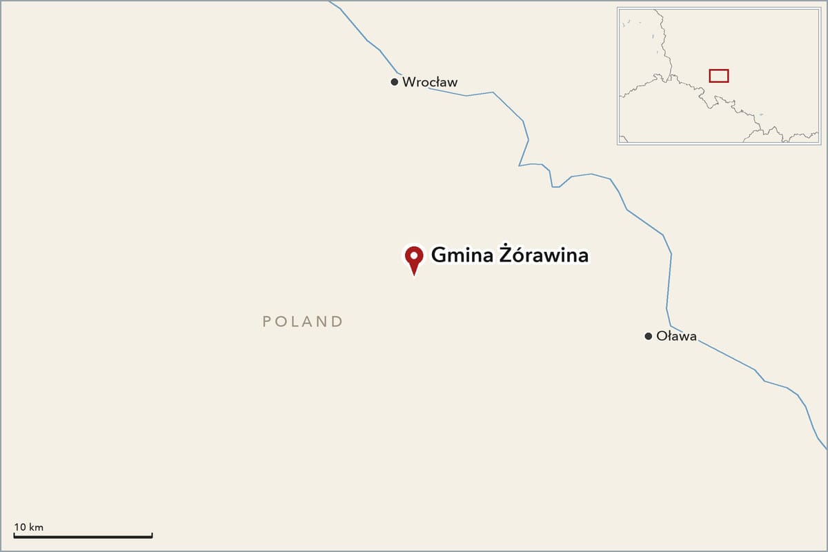 Map showing where Gmina Żórawina is