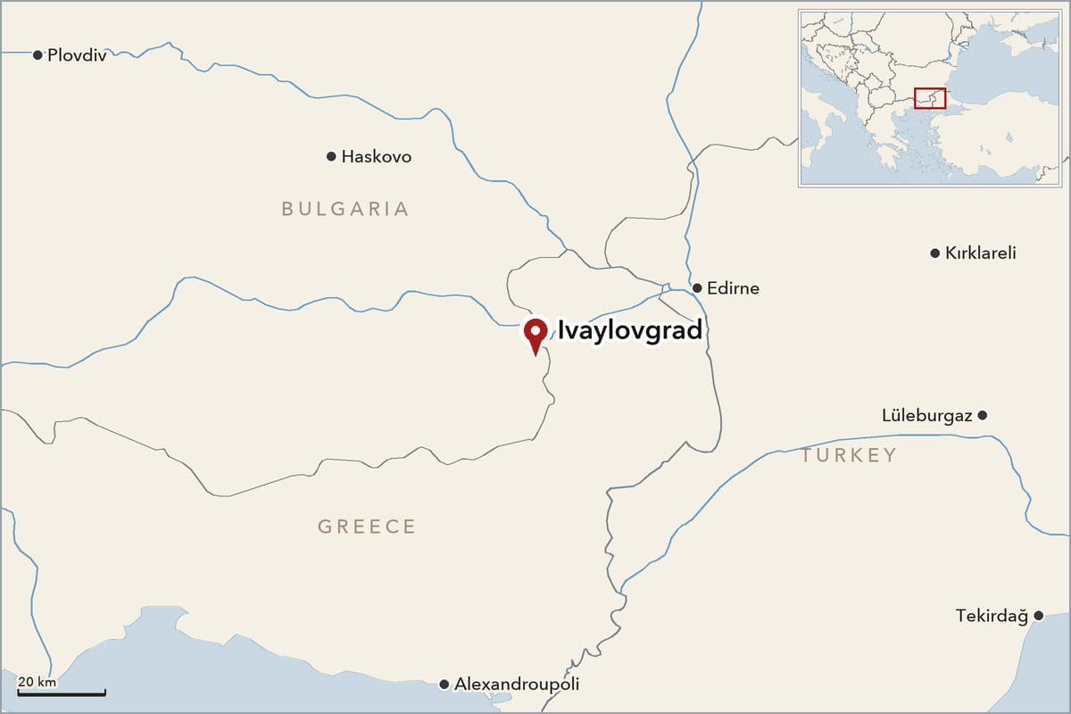 Map showing where Ivaylovgrad is