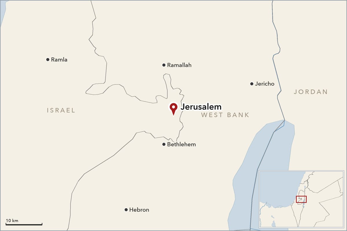 Map showing where Jerusalem is