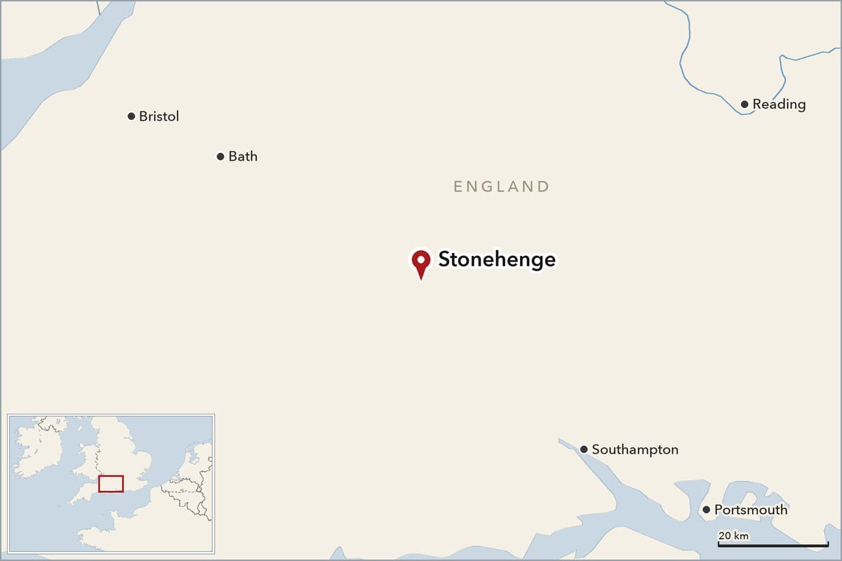 Map showing where Stonehenge is