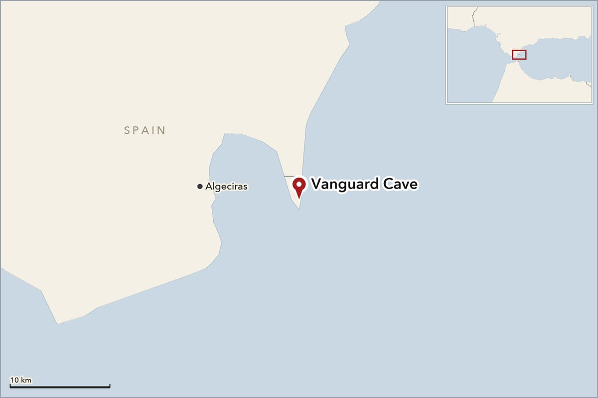 Map showing where Vanguard Cave is