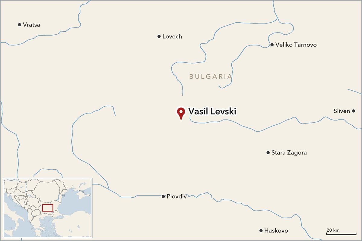Map showing where Vasil Levski is