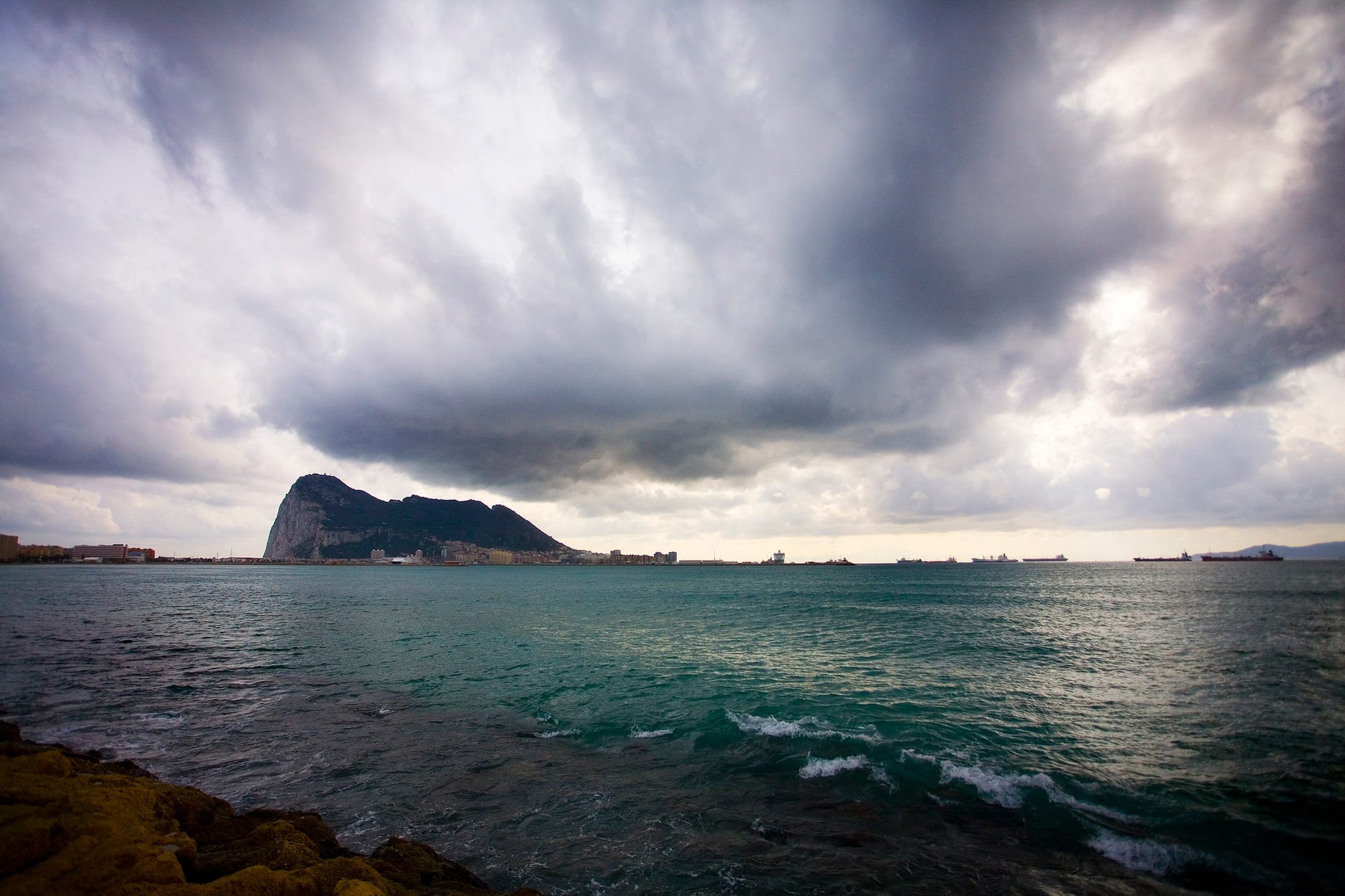 The Rock of Gibraltar seen from across the bay